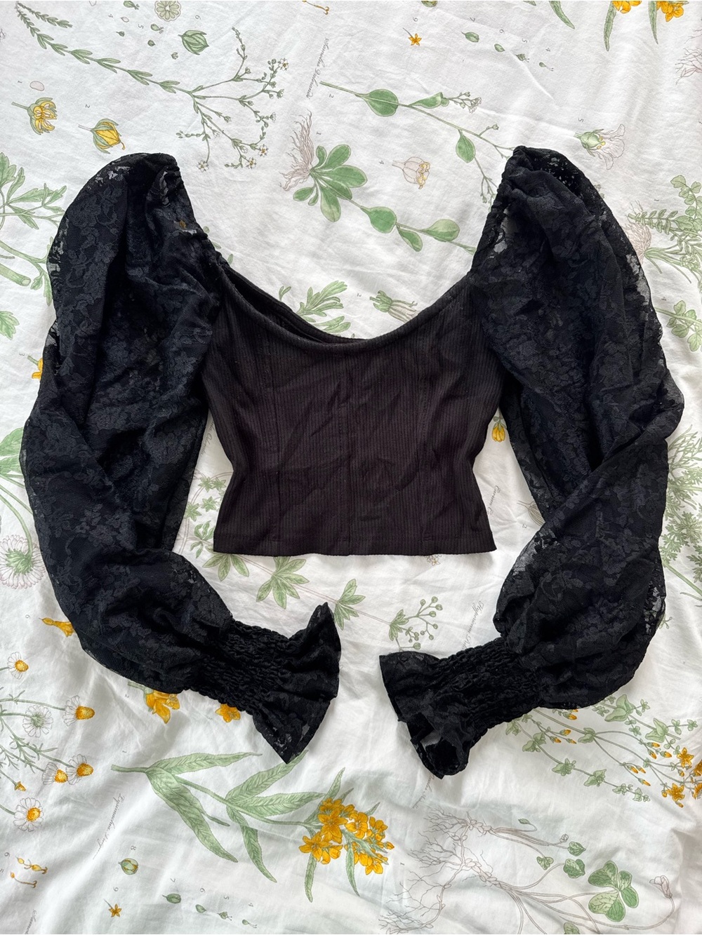 Urban Outfitters Cynthia Lace Sleeve Top